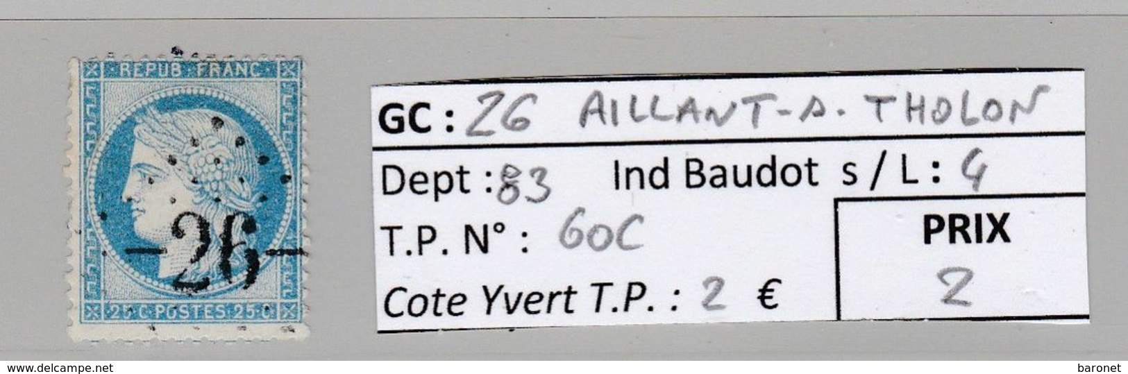 GC 26 Aillant-s-Tholon ( Dept 83 )  S / N° 60C - Sonstige & Ohne Zuordnung