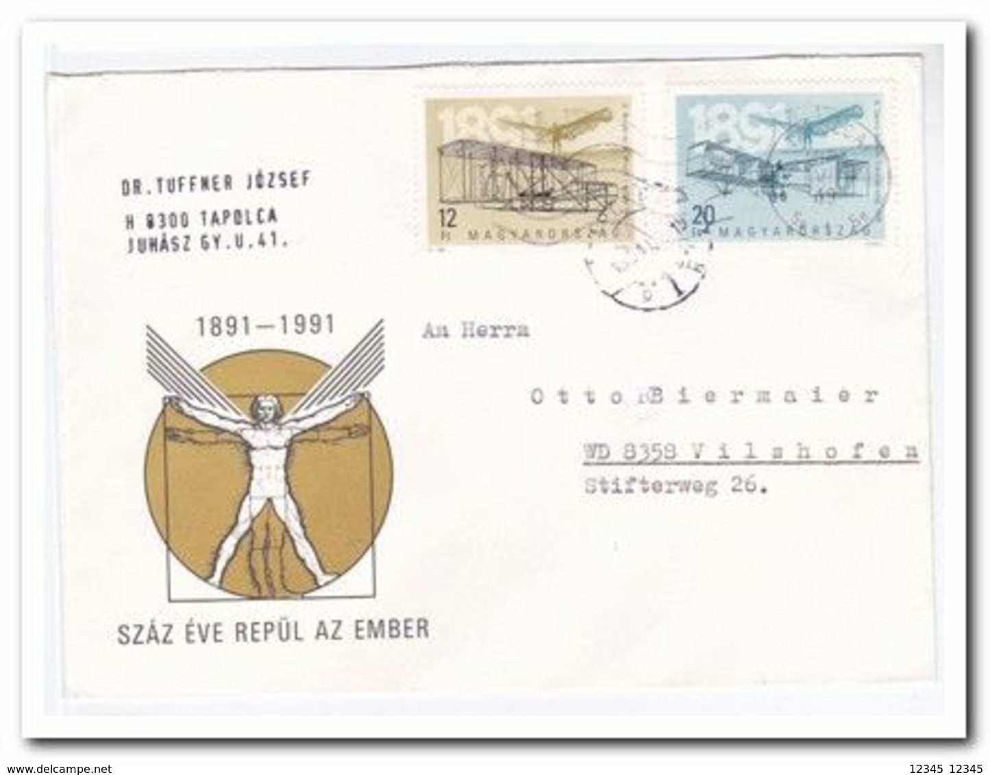 1991, 2 Letters From Tapolca To Vilshofen Germany - Covers & Documents