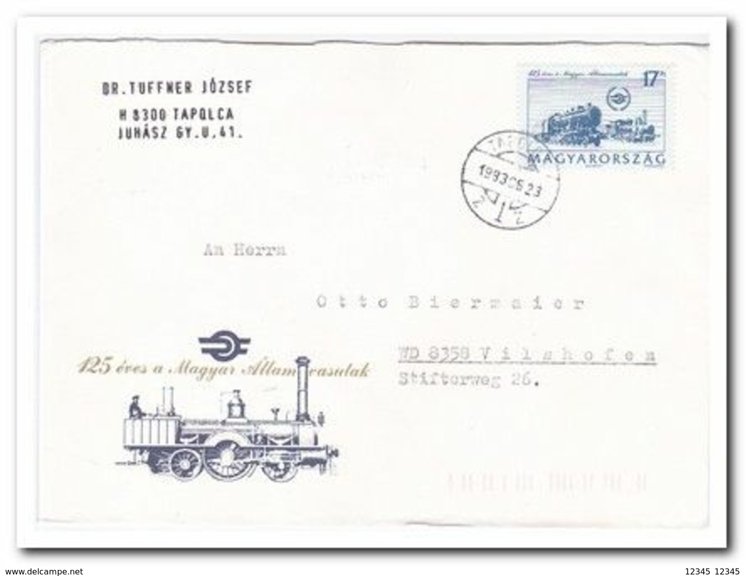 1993, Letter From Tapolca To Vilshofen Germany, Train - Lettres & Documents