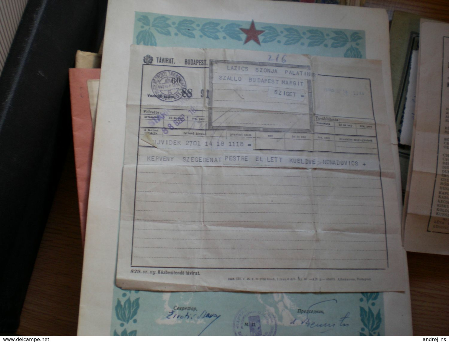 Telegram Tavirat Budapest  To Ujvidek Novi Sad 1944 WW2 - Telegraph