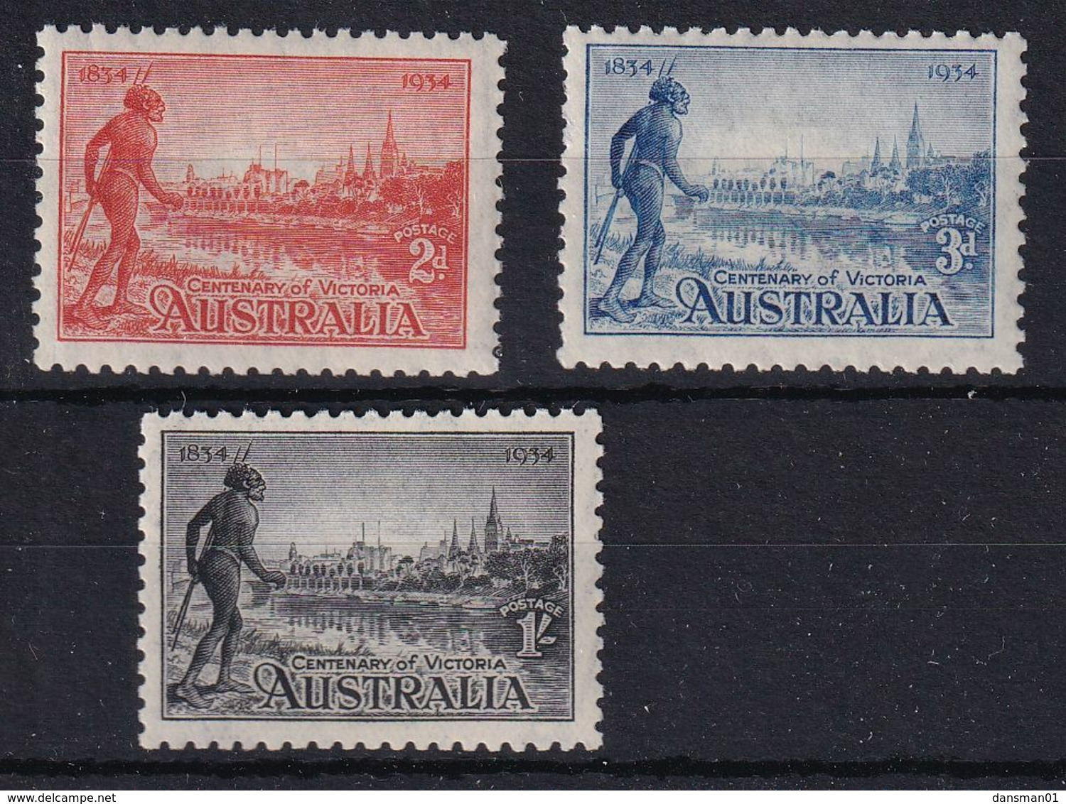 Australia 1934 Vic Centenary P.10.5 SG 147-49 Mint Hinged - Ungebraucht