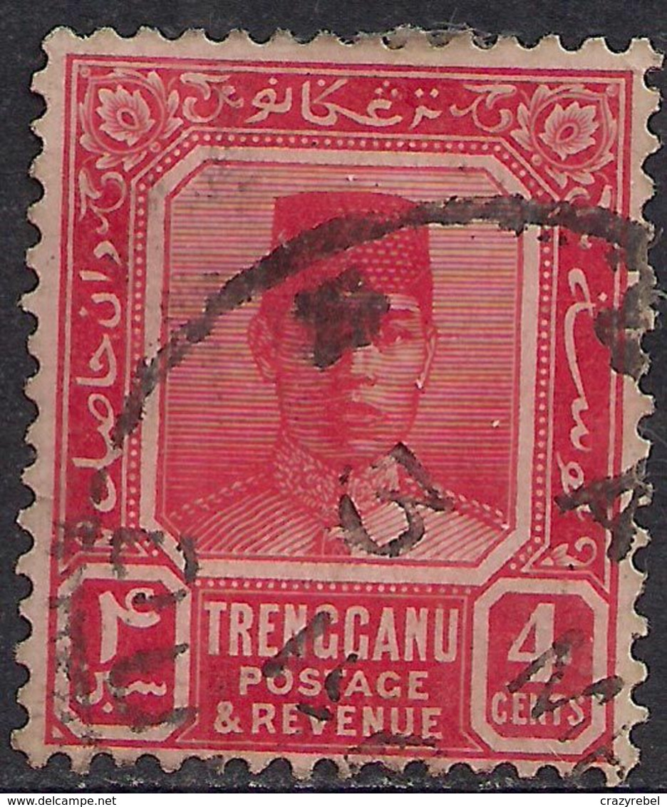 Trengganu Malaya 1921 - 41 KGV 4ct Scarlet Sultan Suleiman Used SG 30a ( D522 ) - Trengganu
