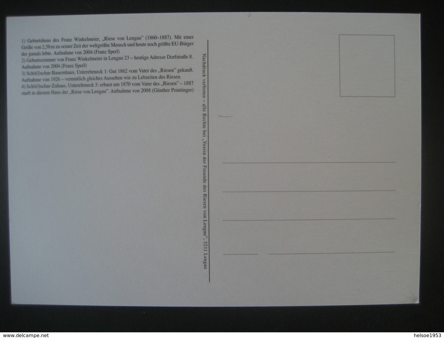 Österreich- AK Franz Winkelmeier, Wohnstätten Des Riesen Von Lengau - Other & Unclassified