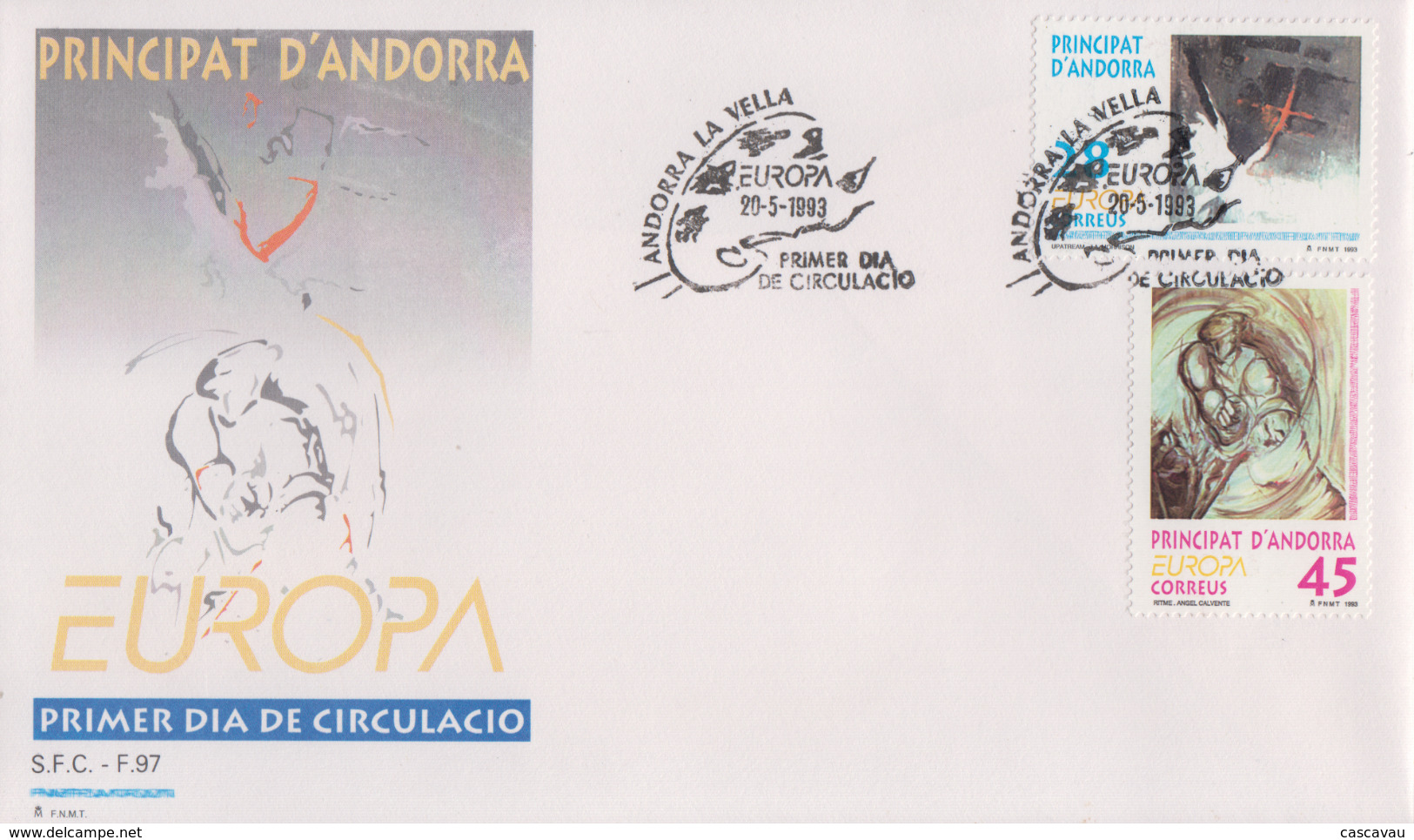 Enveloppe  FDC  1er  Jour    ANDORRE  ANDORRA    EUROPA    1993 - 1993