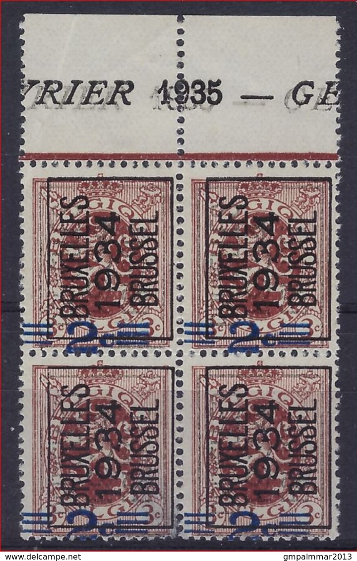TYPO Nr. 272F Positie A BRUXELLES 1934 BRUSSEL In Blok Van 4 ** MNH ( 2 X ) En * MH ( 2 X ) - Typos 1929-37 (Lion Héraldique)