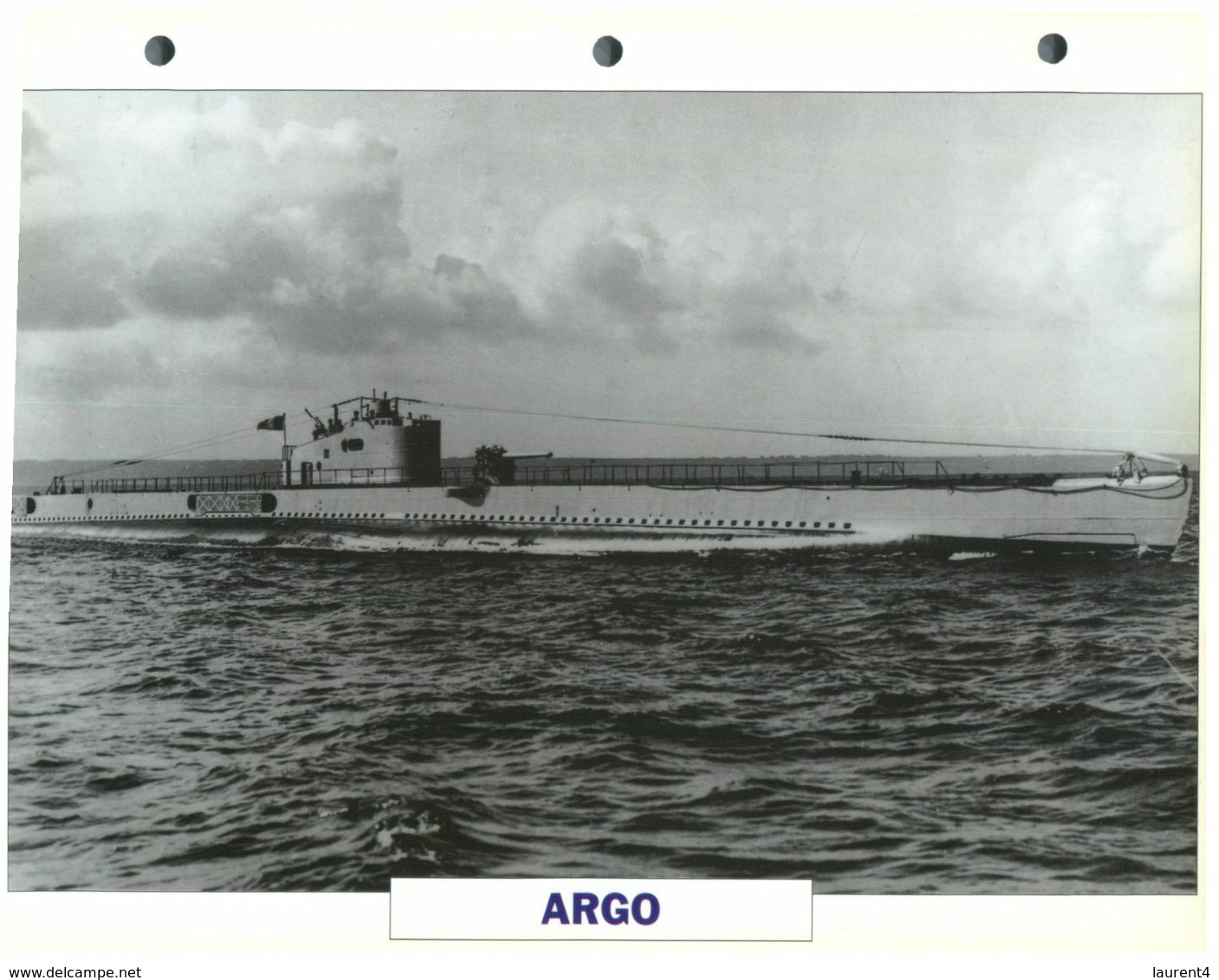 (25 X 19 Cm) (26-08-2020) - H - Photo And Info Sheet On Warship - French Submarine Argo - Bateaux