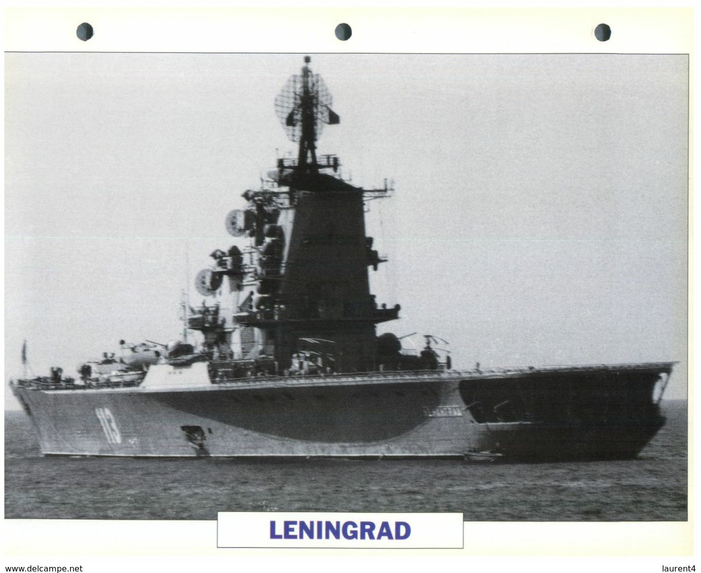 (25 X 19 Cm) (26-08-2020) - H - Photo And Info Sheet On Warship - Russia Navy - Leningrad (113) Helicopter Carrrier - Bateaux