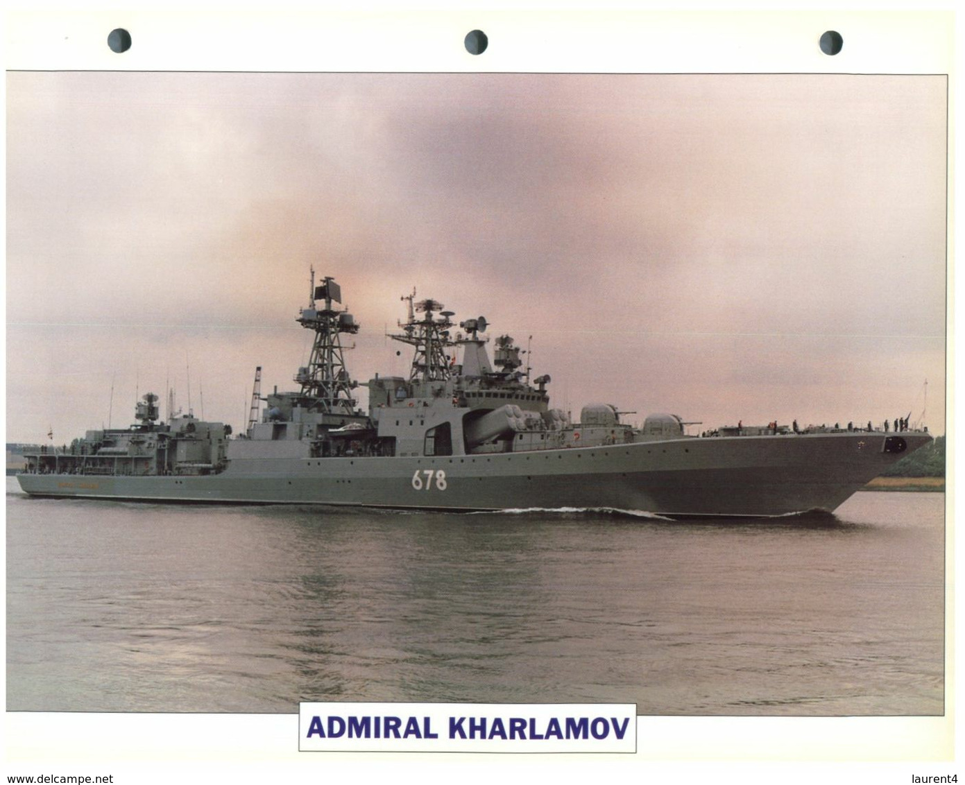 (25 X 19 Cm) (26-08-2020) - H - Photo And Info Sheet On Warship - Russia Navy - Admiral Kharlamov (678) - Bateaux