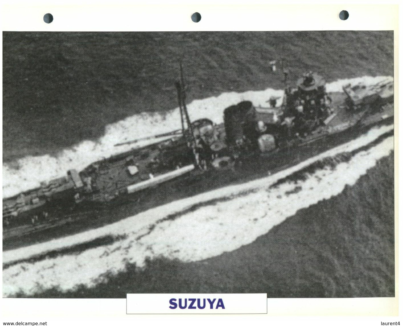 (25 X 19 Cm) (26-08-2020) - H - Photo And Info Sheet On Warship - Japan Navy - Submarine Suzuya - Bateaux