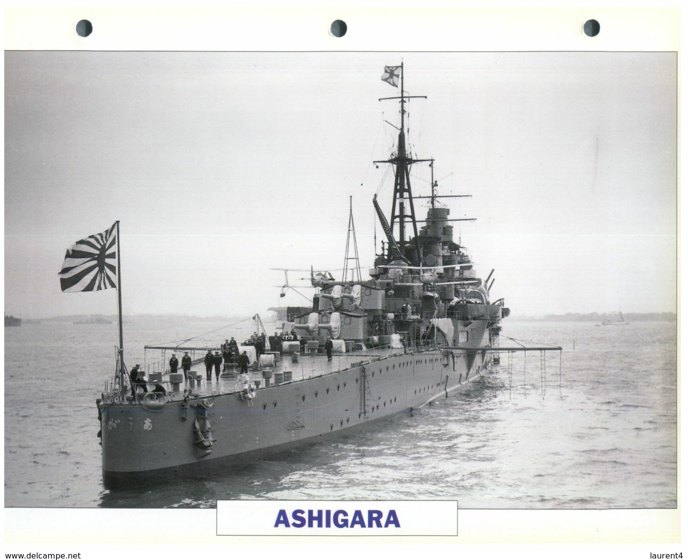 (25 X 19 Cm) (26-08-2020) - H - Photo And Info Sheet On Warship - Japan Navy - Ashigara - Bateaux