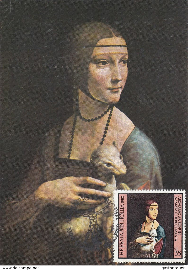 Carte Maximum  Peinture Sculpture Bulgarie 1980 Leonardo Da Vinci Leonard De Vinci - Storia Postale