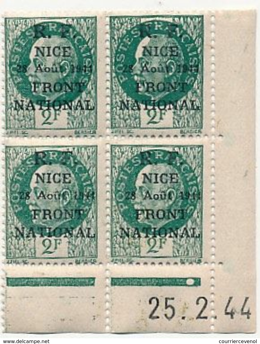 FRANCE - Série de NICE / R.F. 12 Août 1944 / Front National - Neufs en coins datés - SUP