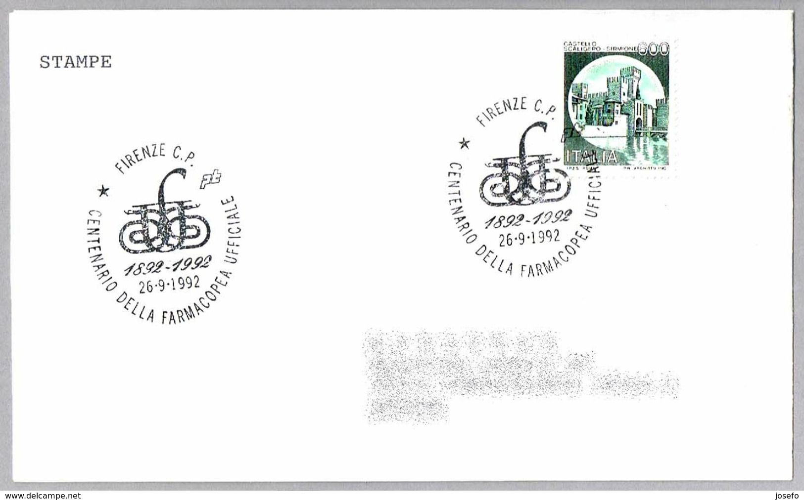 100 Años FARMACOPEA OFICIAL - 100 Years OFFICIAL PHARMACOPEA. Firenze 1992 - Pharmacy