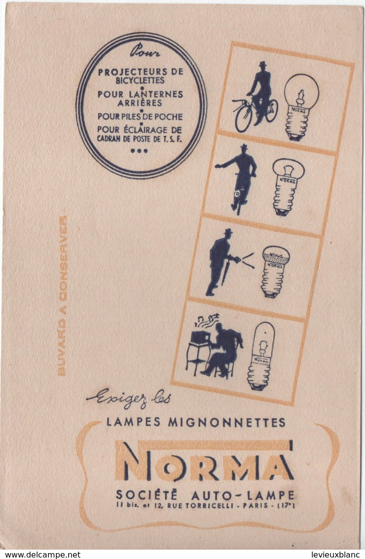 Buvard Ancien/ Lampes Mignonettes/ NORMA Société Auto-Lampe/Rue Torricelli/ PARIS 17éme/Vers 1950-60    BUV472 - Motos & Bicicletas