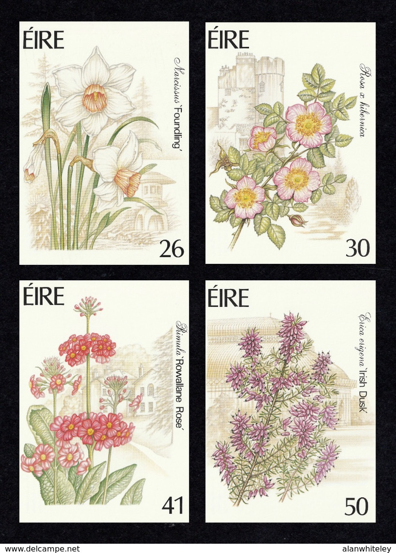 IRELAND 1990 Garden Flowers: Set Of 4 Postcards MINT/UNUSED - Entiers Postaux