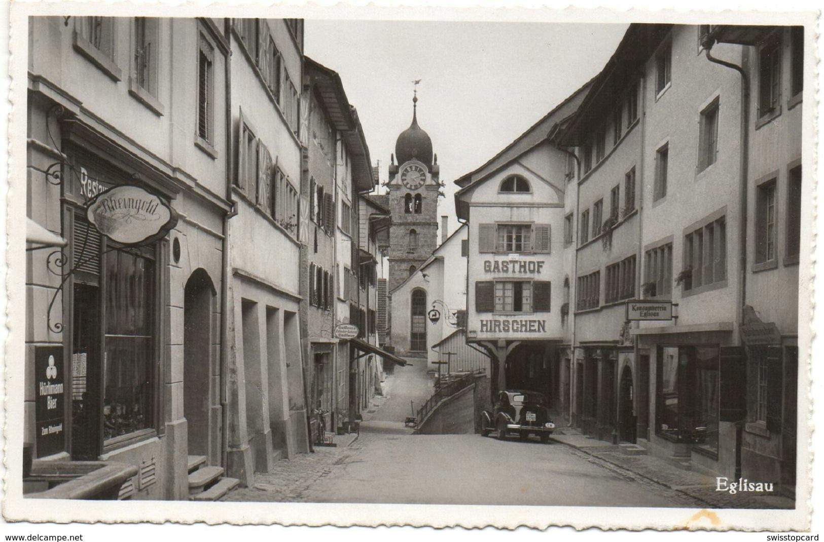 EGLISAU Gasthaus Hirschen Konsum Verein Eglisau Restaurant Rheingold Werbung Hürlimann Bier Oldtimer Auto - Eglisau