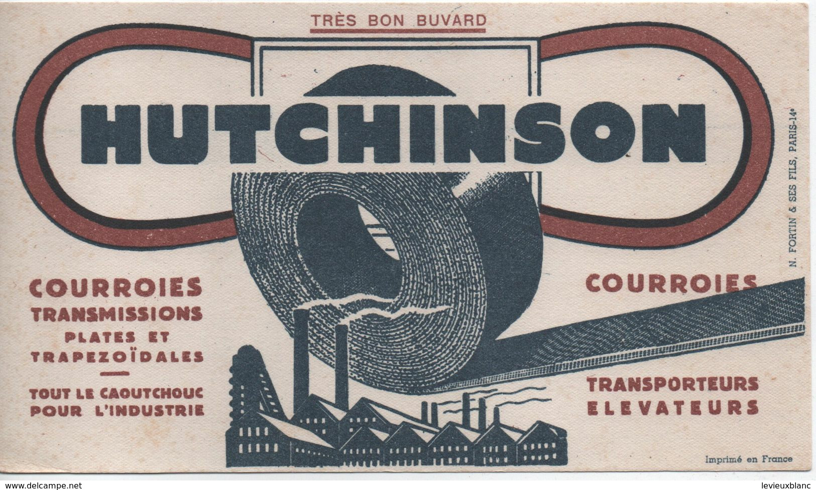 Buvard Ancien/ Courroies Transmissions/Caoutchouc Pour L'Industrie/HUTCHINSON/Fortin Paris/ Vers 1950-60    BUV473 - Automóviles