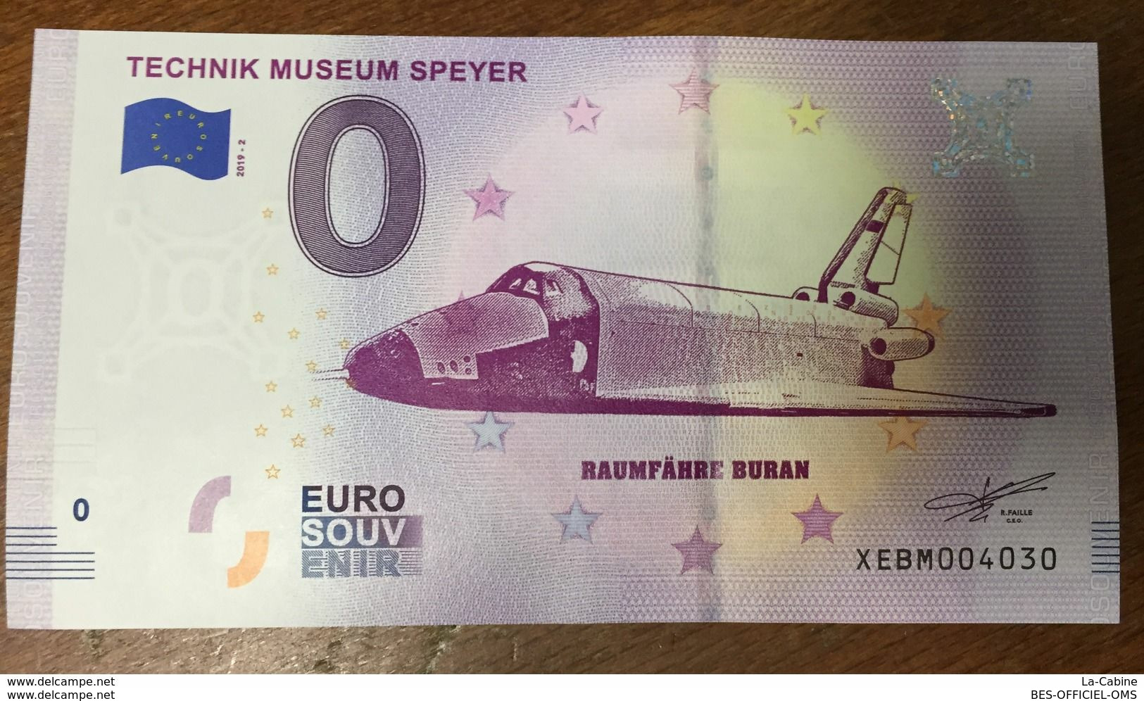 ALLEMAGNE BILLET AVIATION NAVETTE SPATIALE 0 EURO SOUVENIR 2019 BANKNOTE BANK NOTE 0 EURO SCHEIN PAPER MONEY - [17] Vals & Specimens