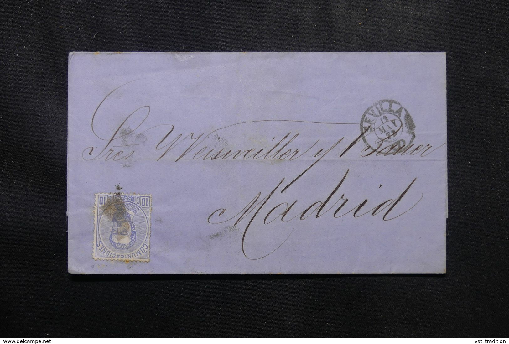 ESPAGNE - Lettre De Sevilla Pour Madrid En 1872 , Affranchissement Amédée 1er - L 70060 - Brieven En Documenten