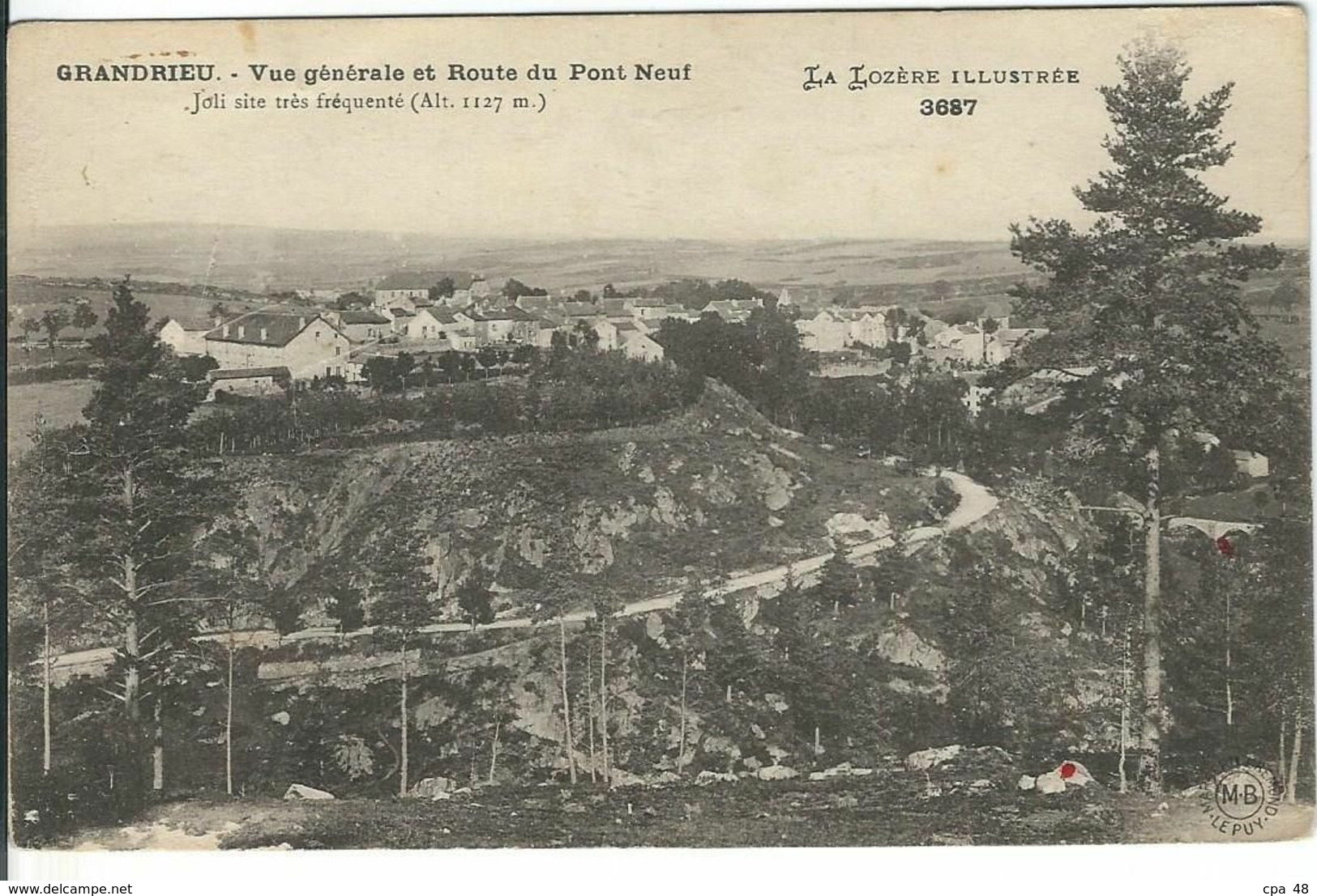 LOZERE : Grandrieu, Vue Générale Et Route Du Pont Neuf - Gandrieux Saint Amans