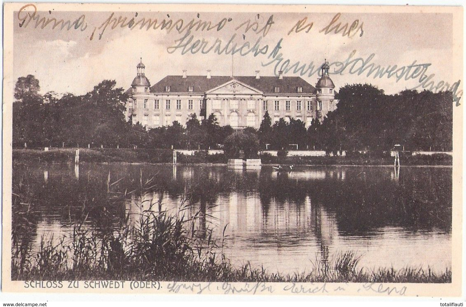 SCHWEDT An Der Oder Schloss Frontal über Das Wasser Gesehen Im Sonnenschein 20.7.1932 Gelaufen - Schwedt