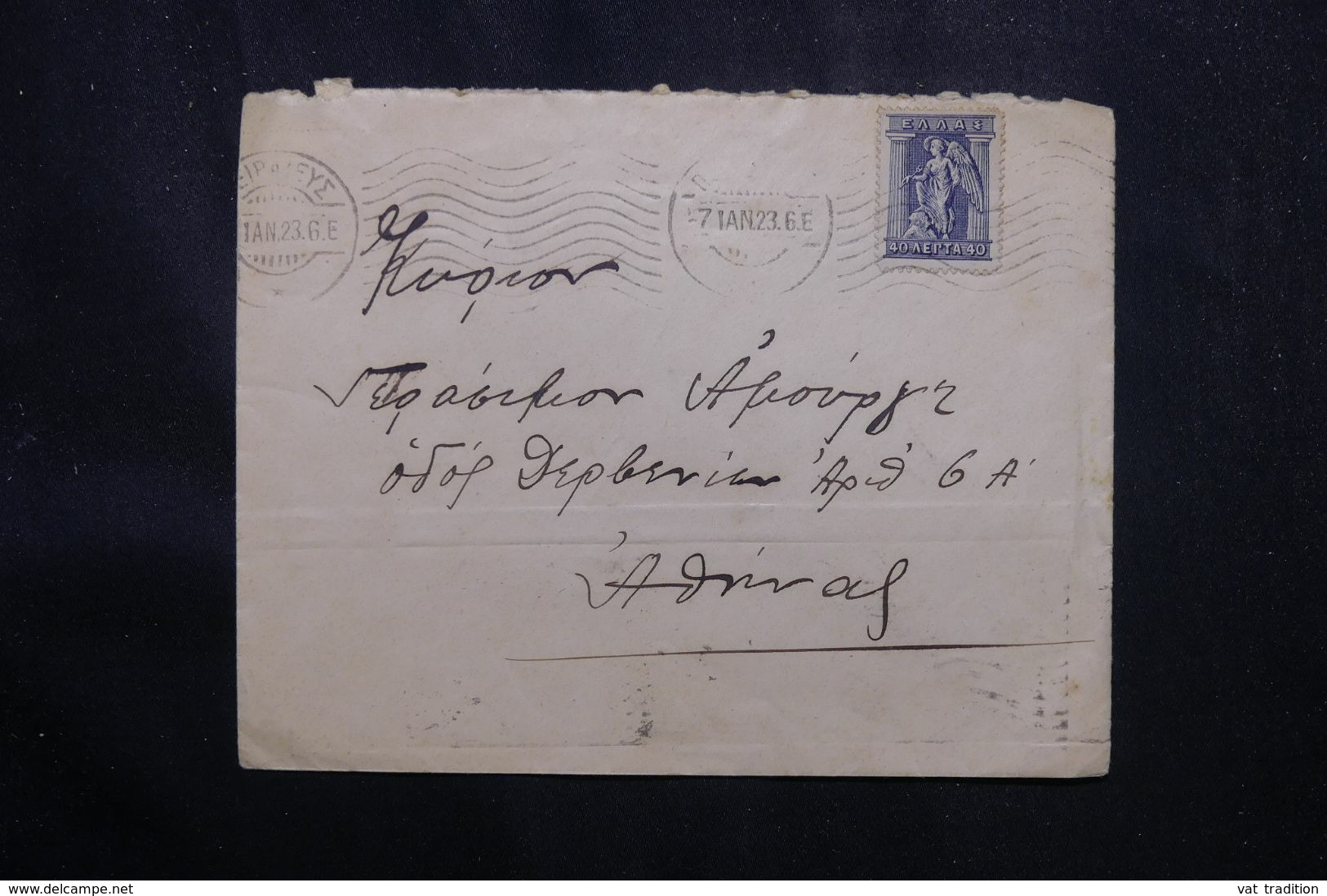 GRECE - Type Iris Sur Enveloppe En 1923 - L 70126 - Lettres & Documents
