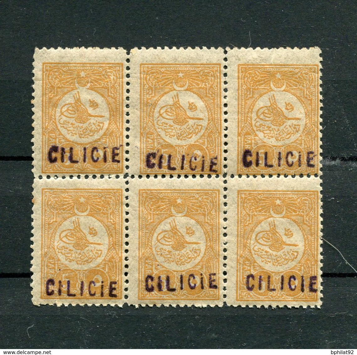 !!! CILICIE, NON EMIS, BLOC DE 6 TP TURCS SURCHARGES CILICIE NEUFS ** - Unused Stamps
