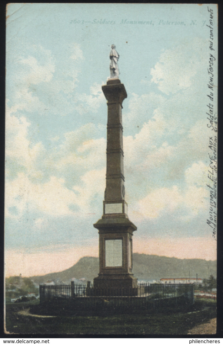 CPA - (Etats-Unis) Soldiers Monument, Paterson, N.J. - Paterson
