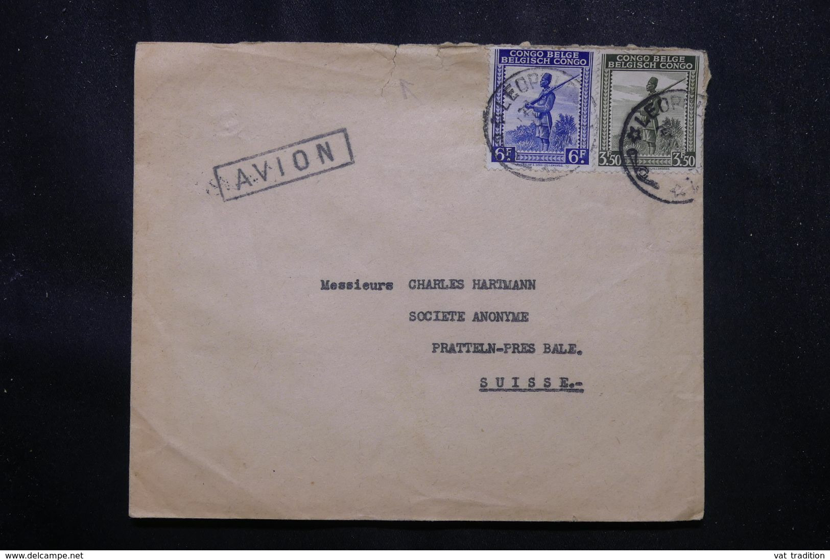CONGO BELGE - Enveloppe Commerciale De Léopoldville Par Avion Pour La Suisse En 1945 - L 70174 - Brieven En Documenten