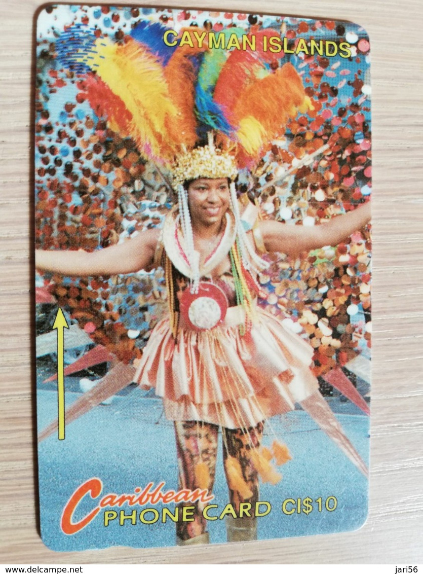 CAYMAN ISLANDS  CI $ 10,-  CAY-8a  CONTROL NR 8CCIA  CARNIVAL COSTUME   NEW  LOGO     Fine Used Card  ** 3075** - Kaaimaneilanden