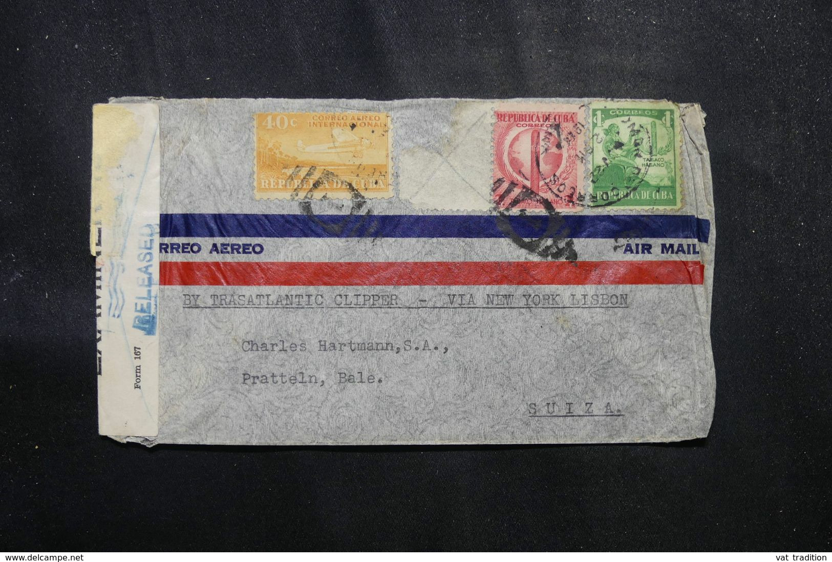 CUBA - Enveloppe Commerciale De Habana Pour La Suisse En 1944 Avec Contrôle Postal - L 70193 - Lettres & Documents