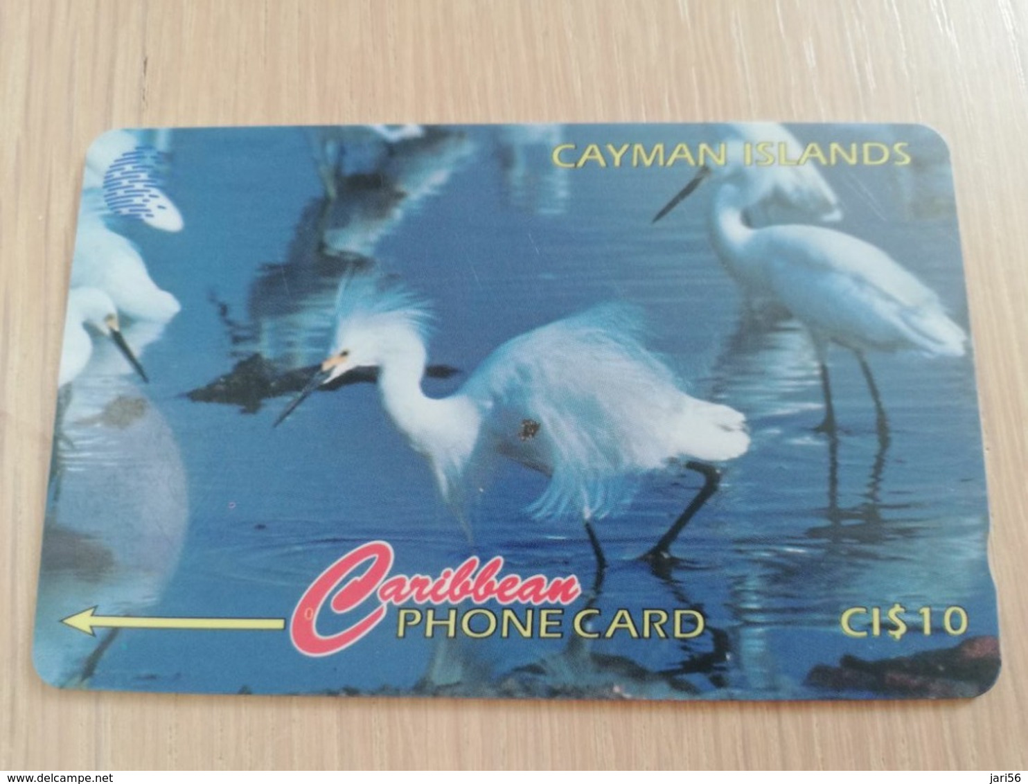 CAYMAN ISLANDS  CI $ 10,-  CAY-13C  CONTROL NR 13CCIC  SNOWY EGRETS      Fine Used Card  ** 3090** - Kaimaninseln (Cayman I.)
