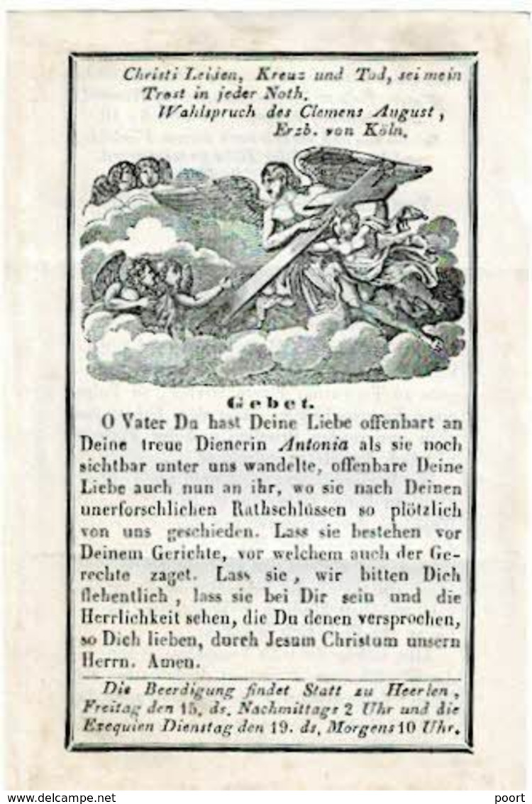 TERWURM / PFARRE HEERLEN / BONN - Antonia Von LOE-MHEER -geboren Frelin Von BÖSELAGER 1827 - Overleden 1847 (duitstalig) - Images Religieuses