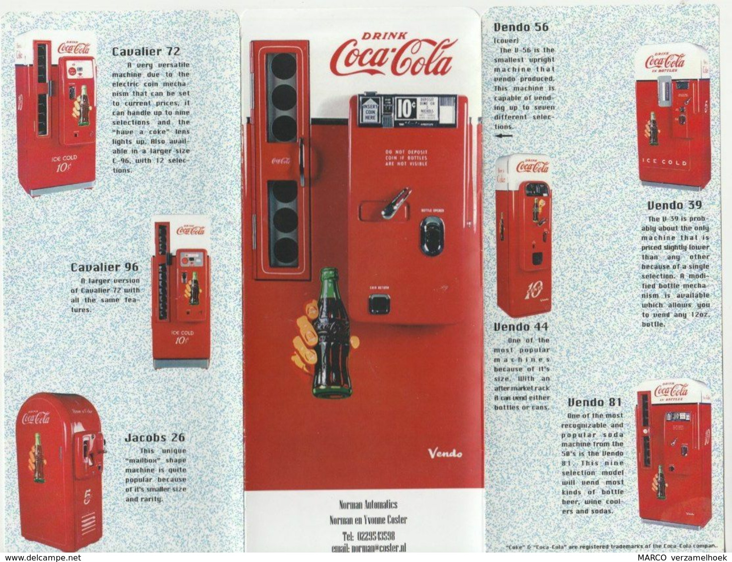 Brochure-leaflet Drink Coca-cola Norman Automatics (NL) - Other & Unclassified