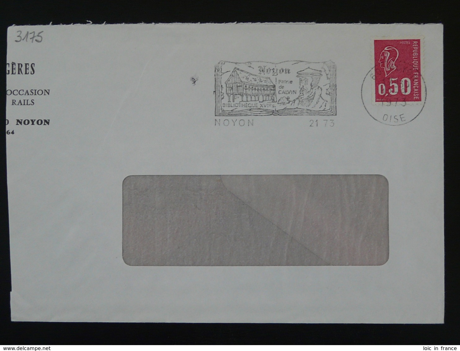 60 Oise Noyon Jean Calvin 1973 - Flamme Sur Lettre Postmark On Cover - Théologiens