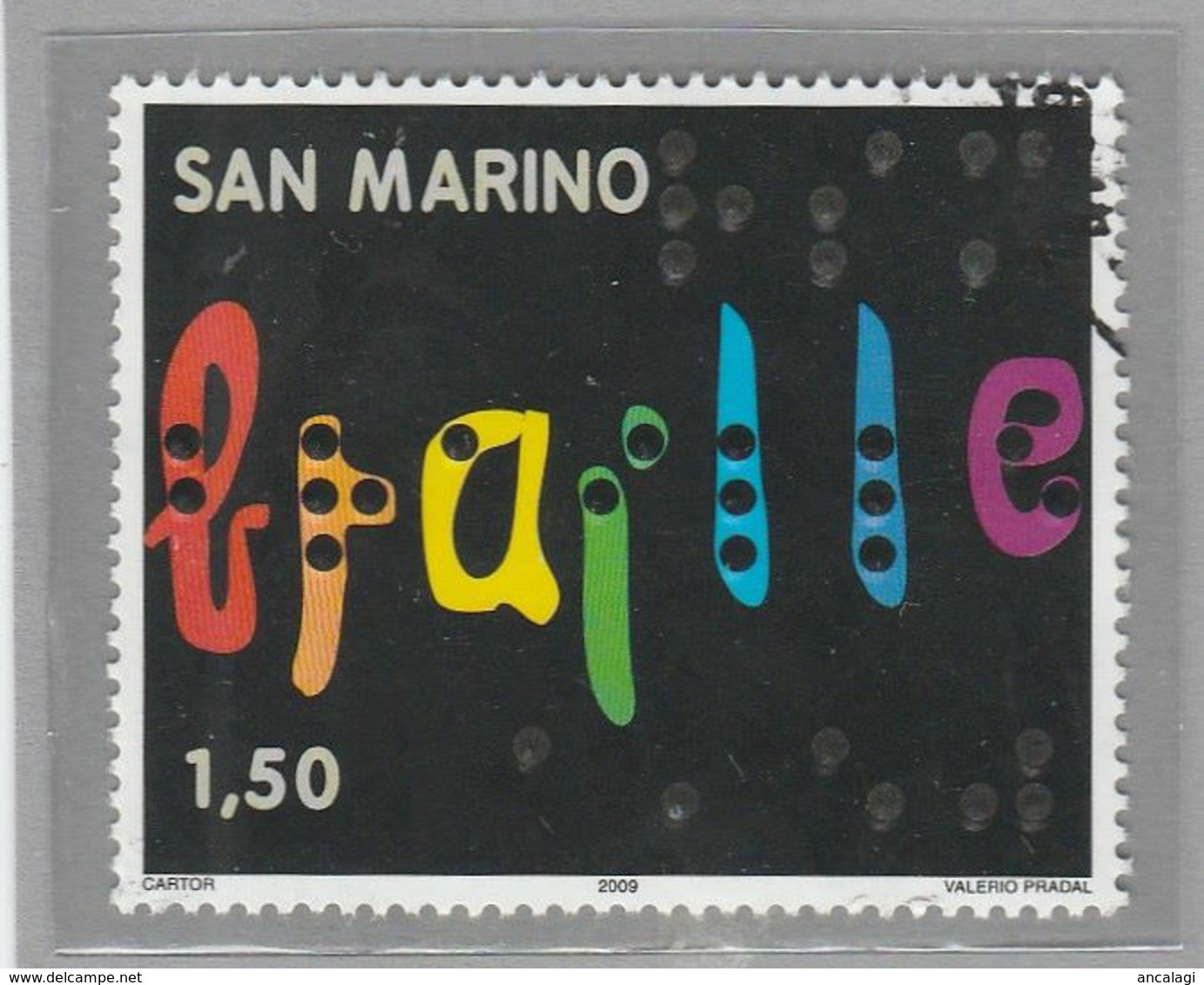 RSM Fr. USATI 093a - San Marino 2009 - "BRAILLE" 1v. Da € 1,50 - Oblitérés