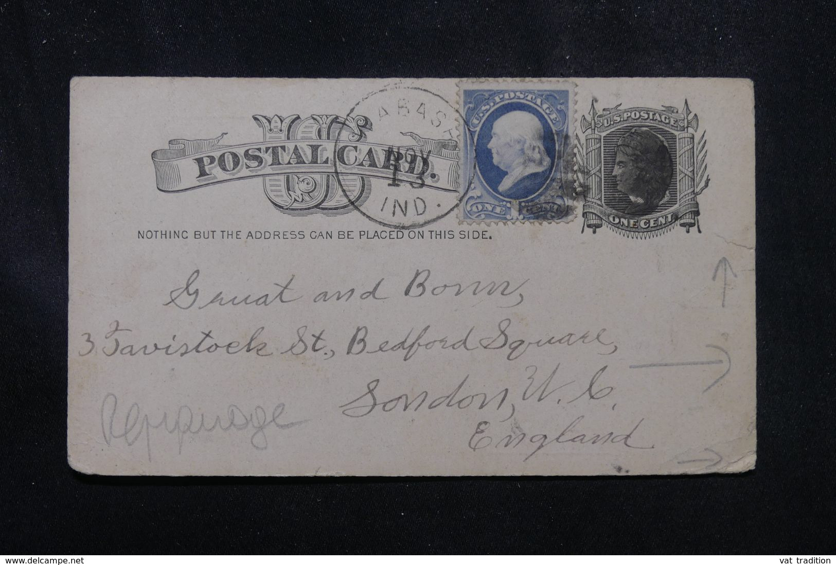 ETATS UNIS - Entier Postal + Complément De Wabash En 1882 Pour Londres Avec Repiquage Au Verso - L 70228 - ...-1900