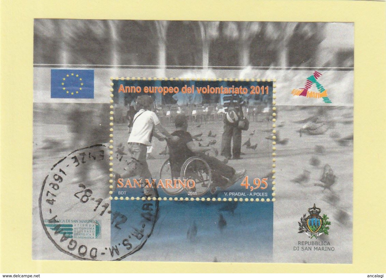 RSM Fr. USATI 096a - San Marino 2011 - "VOLONTARIATO" Foglietto 1v. Da € 4,95 - Used Stamps