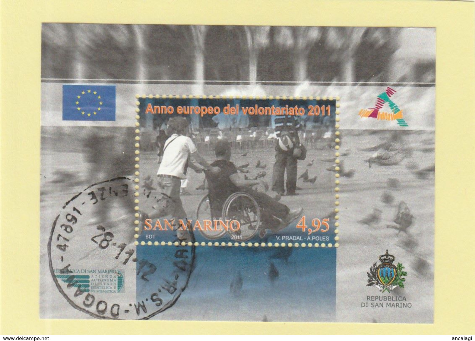 RSM Fr. USATI 096a - San Marino 2011 - "VOLONTARIATO" Foglietto 1v. Da € 4,95 - Gebraucht