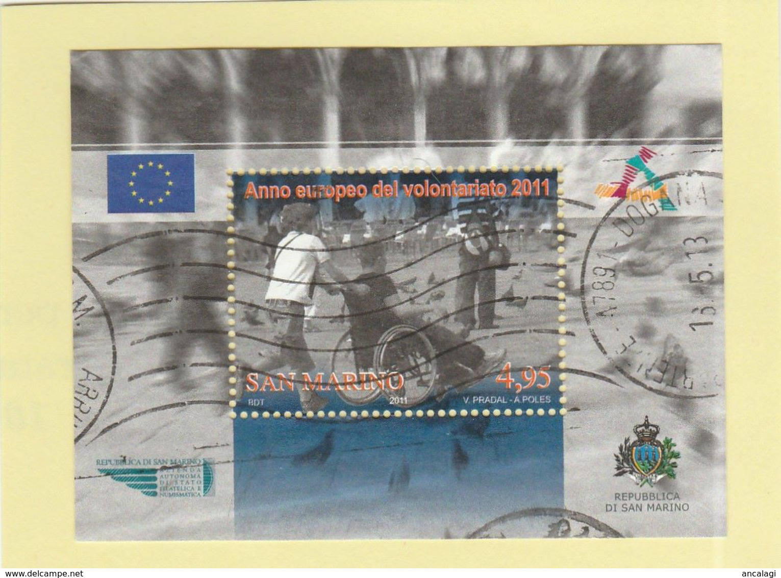 RSM Fr. USATI 096b - San Marino 2011 - "VOLONTARIATO" Foglietto 1v. Da € 4,95 - Used Stamps