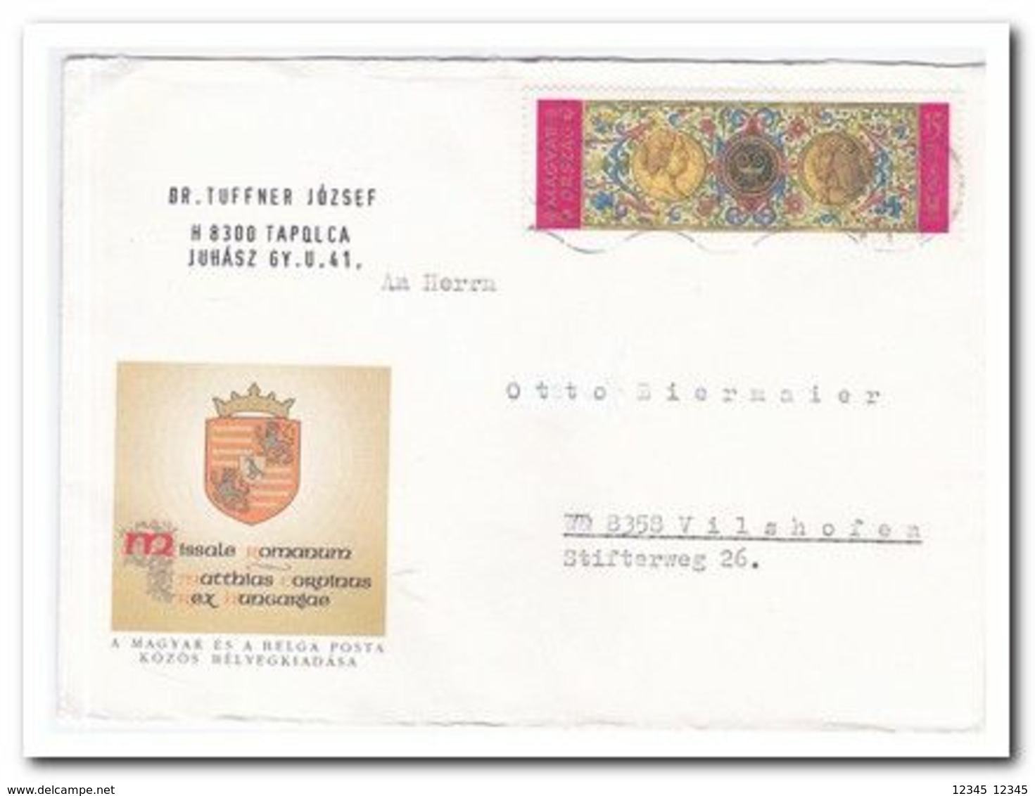 1993, Letter From Tapolca To Vilshofen Germany, King Matthias, Queen Beatrix - Storia Postale