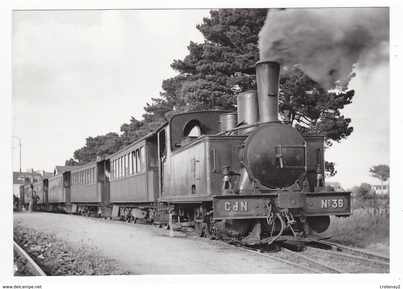 CPM VOIR DOS 22 ETABLES Train Du Matin Voyageurs Locomotive Vapeur Corpet Louvet N°36 Pour St Brieuc En 1946 - Etables-sur-Mer