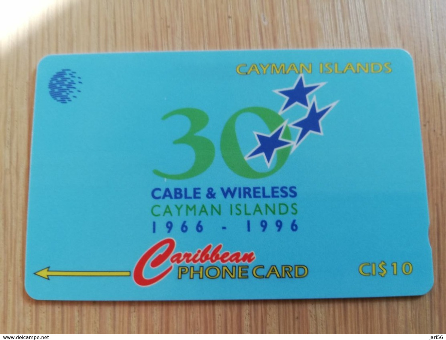 CAYMAN ISLANDS  CI $ 10,-  CAY-94C  CONTROL NR 94CCIC   30 YEARS CABLE & WIRELESS      Fine Used Card  ** 3103** - Kaaimaneilanden