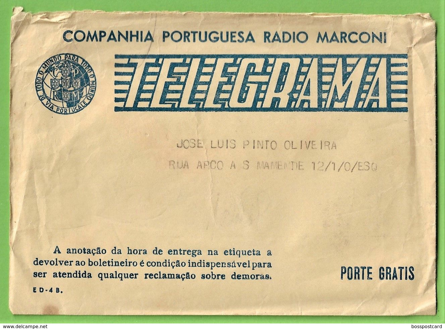 História Postal - Funchal - Telegrama - Rádio Marconi - Telegram - Madeira - Portugal - Storia Postale