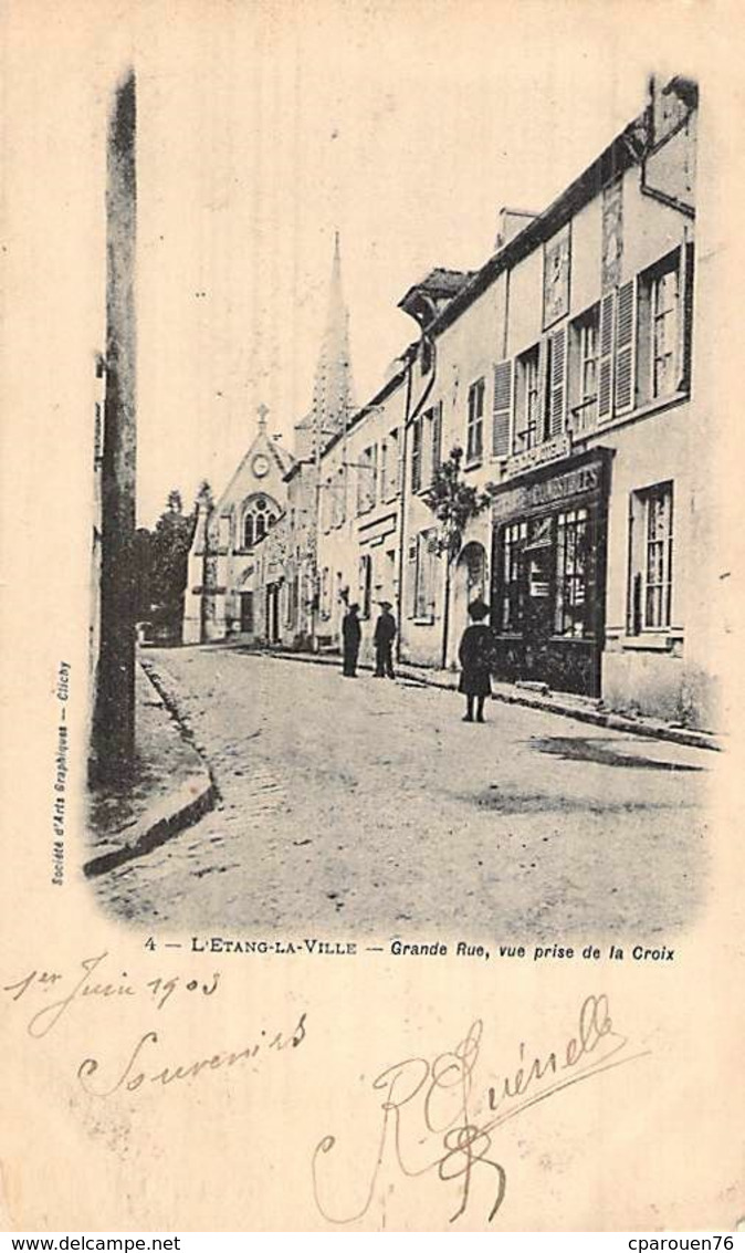 C P A  78 YVELINES  L ETANG LA VILLE LA GRANDE  RUE COMMERCE  CARTE ANIMEE - Pornic