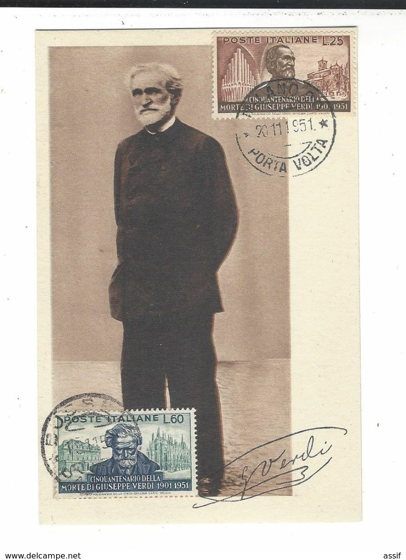Verdi  Cinquantenario Della Morte Di Giuseppe Verdi  1901 - 1951 ( Carte Maximum ) - Maximum Cards