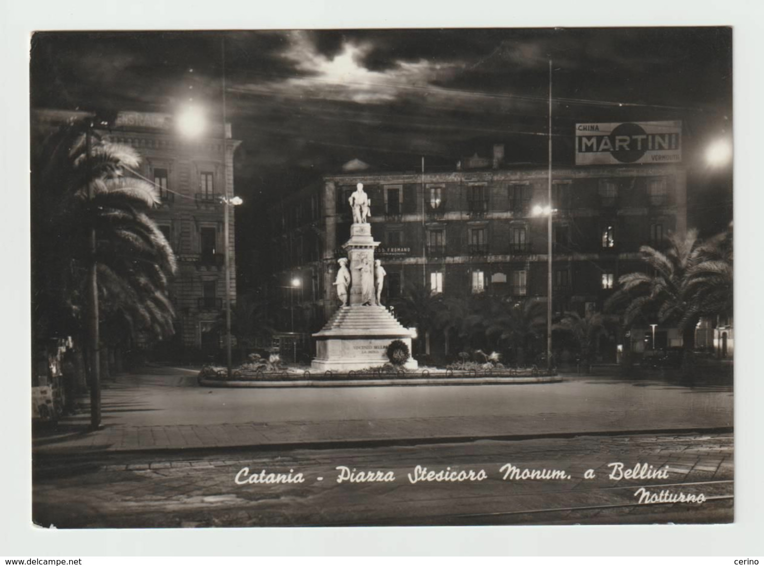 CATANIA:  PIAZZA  STESICORO  -  MONUMENTO  A  BELLINI  -  NOTTURNO  -  FG - Monuments