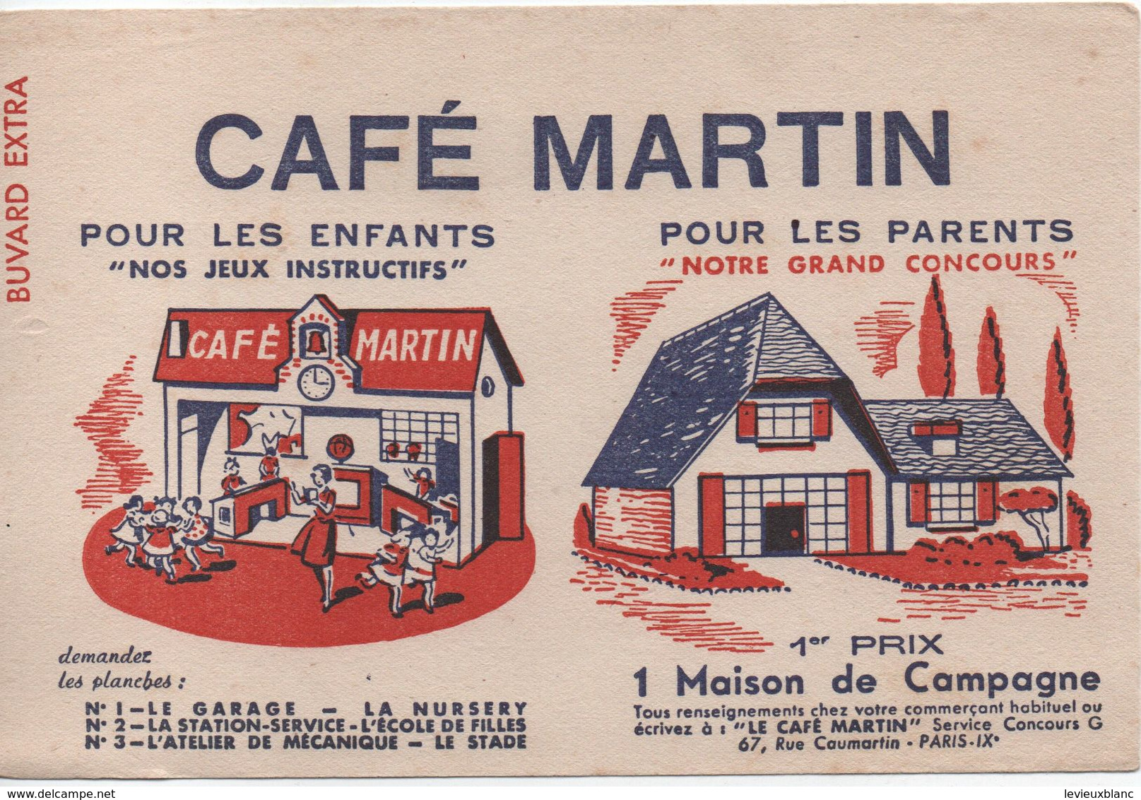 Buvard Publicitaire Ancien/Café MARTIN/Pour Les Enfants, Nos Jeux Instructifs/Rue Caumartin Paris/Vers 1950-1960  BUV484 - Koffie En Thee