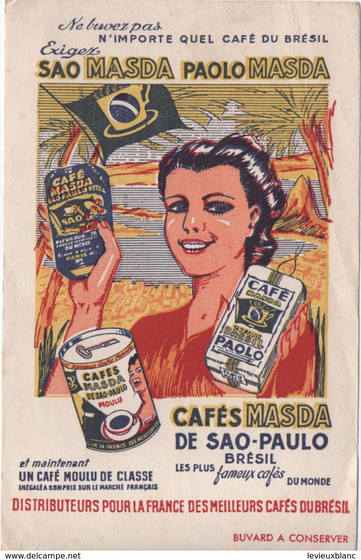 Buvard Publicitaire Ancien/Café/ MASDA De Sao-Paulo/Les Plus Fameux Cafés Du Monde/ Brésil/Vers 1950-1960  BUV486 - Koffie En Thee