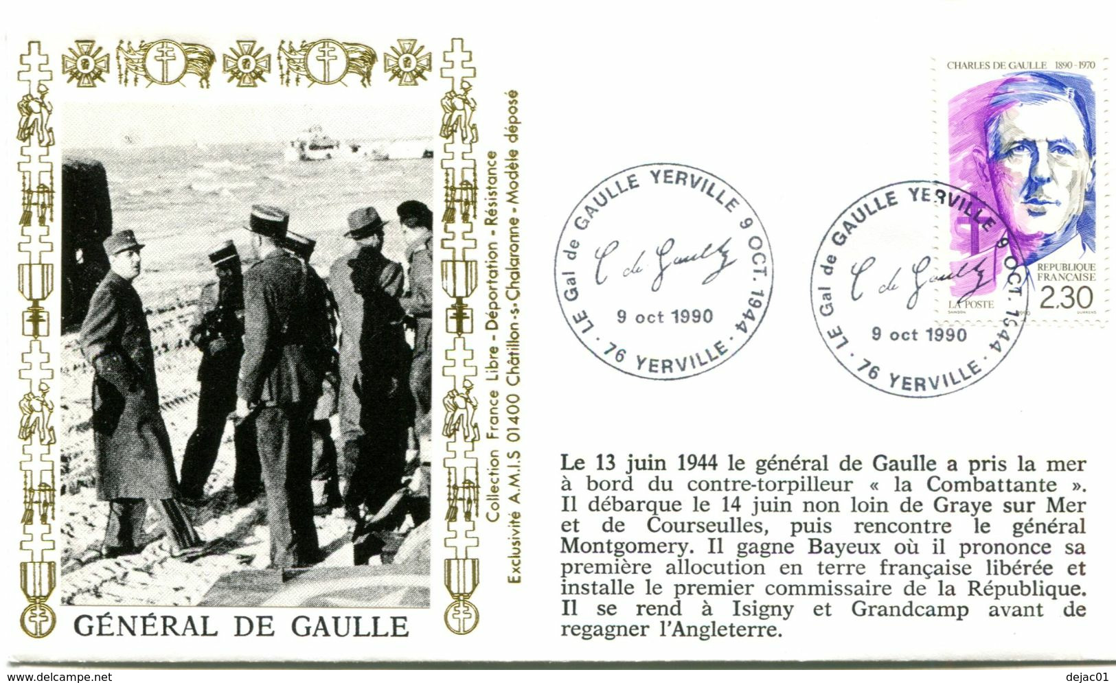 Thème Général De Gaulle - BT YERVILLE - 9 Octobre 1990 - Y 488 - De Gaulle (General)